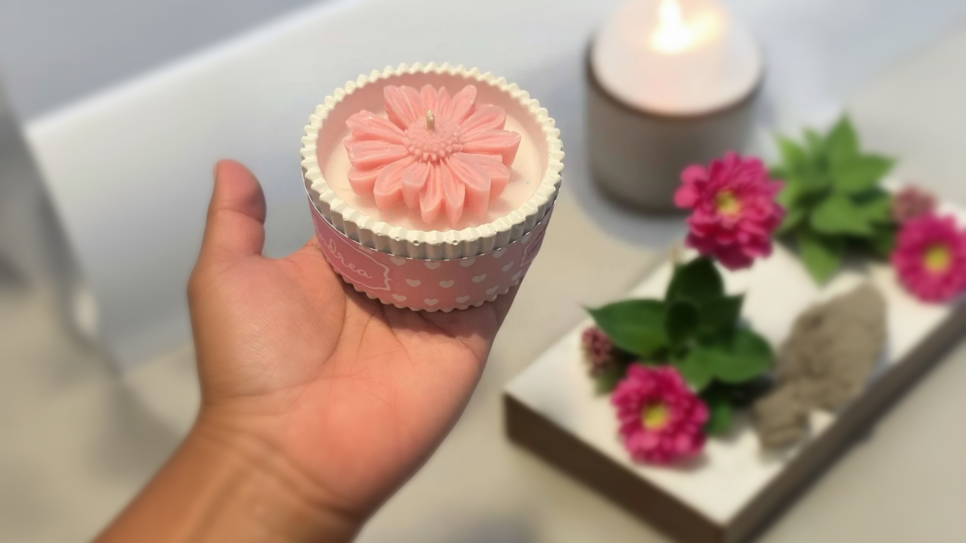 Vela circular con margarita 2