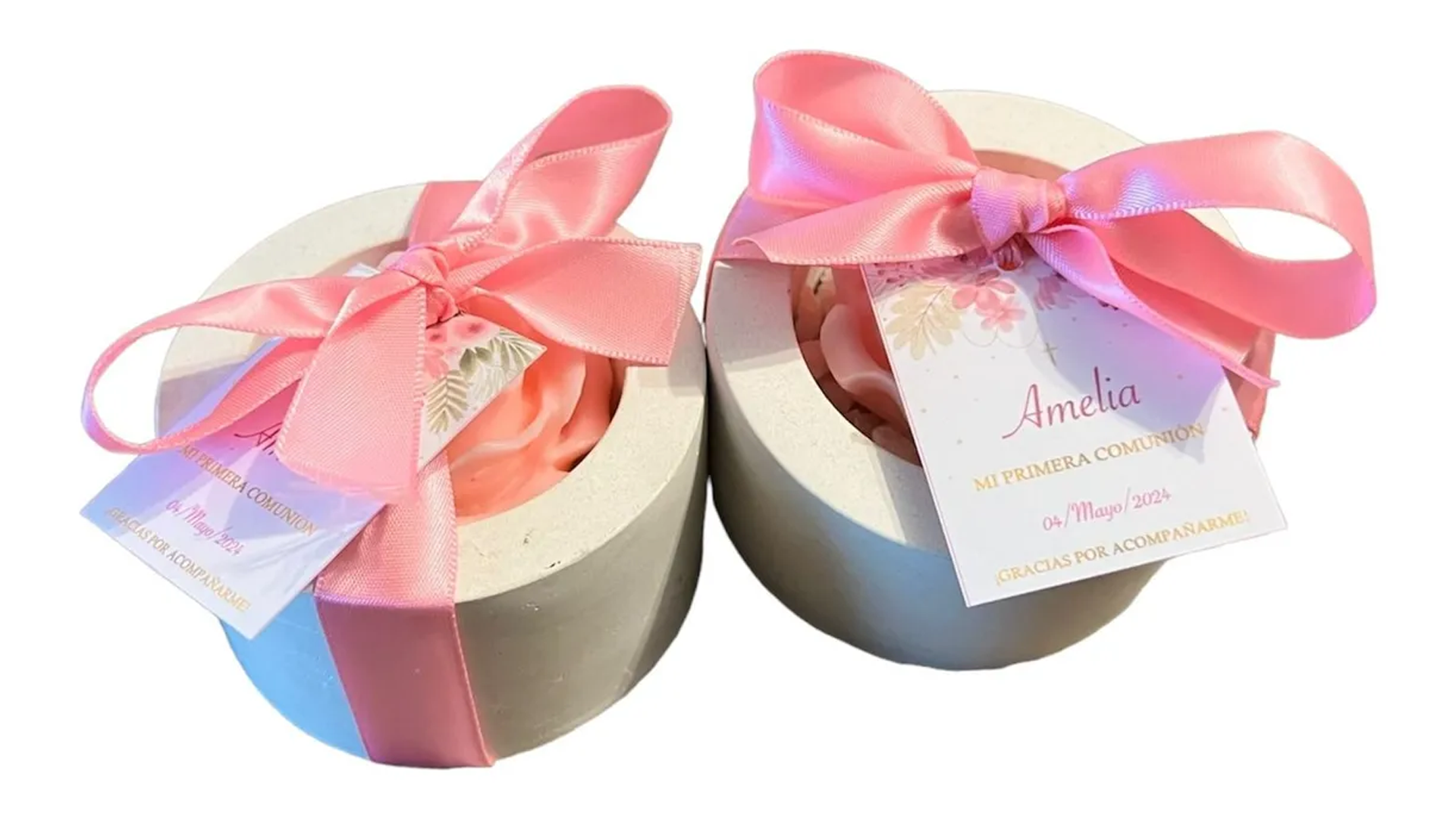 Vela circular con rosa y lazo 1